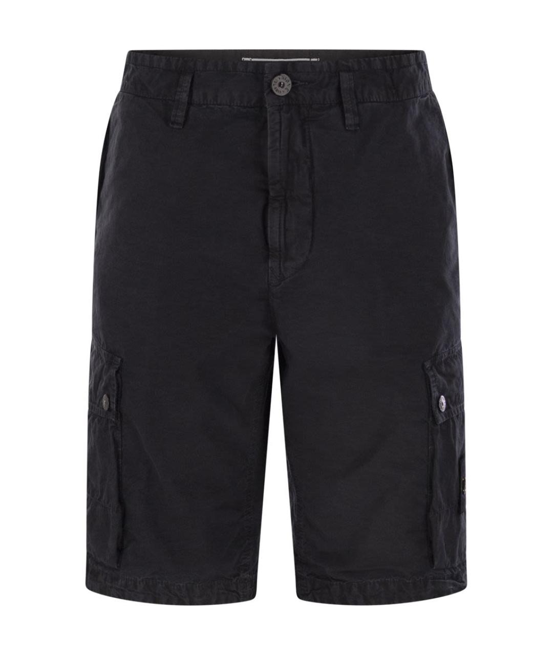 STONE ISLAND Черные хлопковые шорты, фото 1