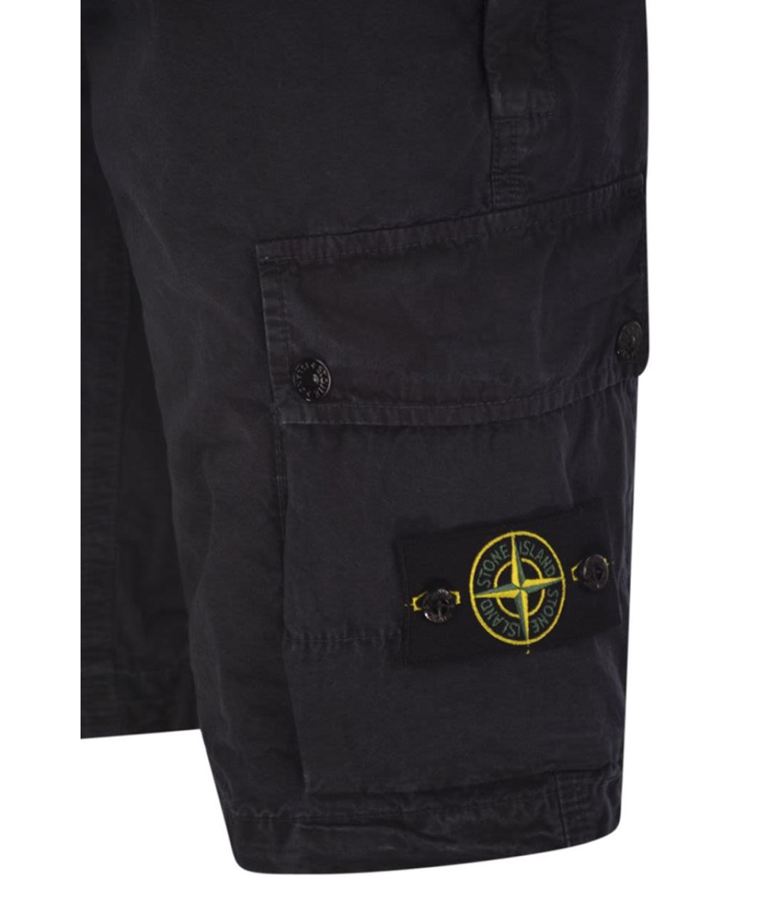 STONE ISLAND Черные хлопковые шорты, фото 4