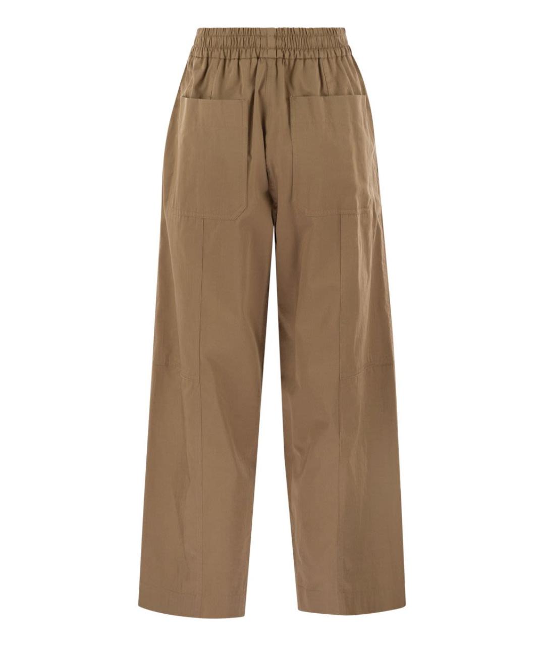 WEEKEND MAX MARA Коричневые хлопковые прямые брюки, фото 2