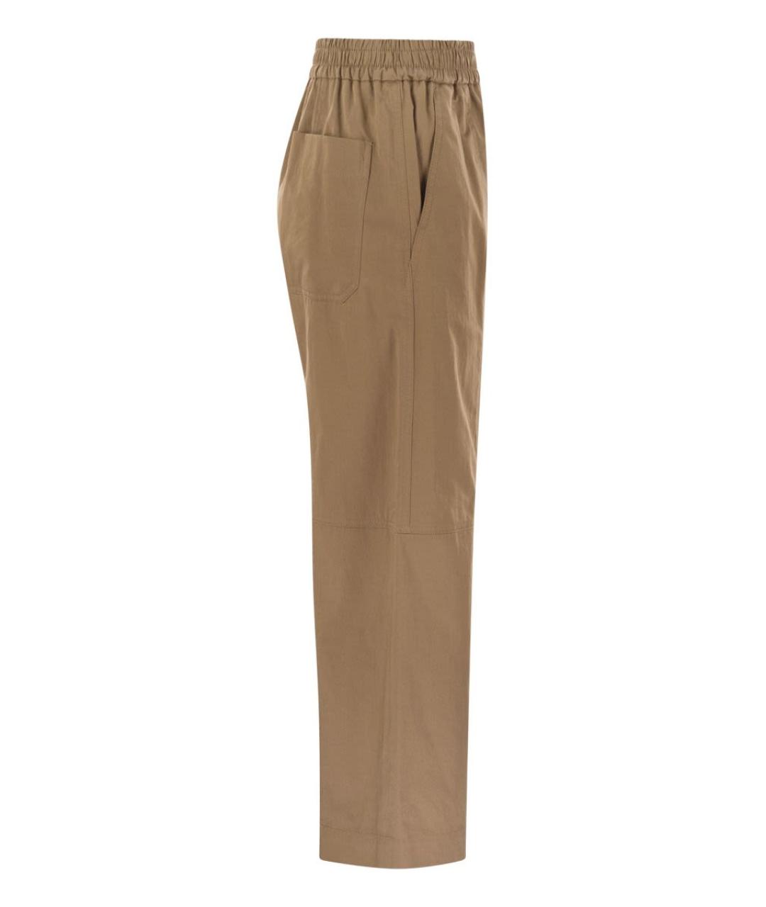 WEEKEND MAX MARA Коричневые хлопковые прямые брюки, фото 3