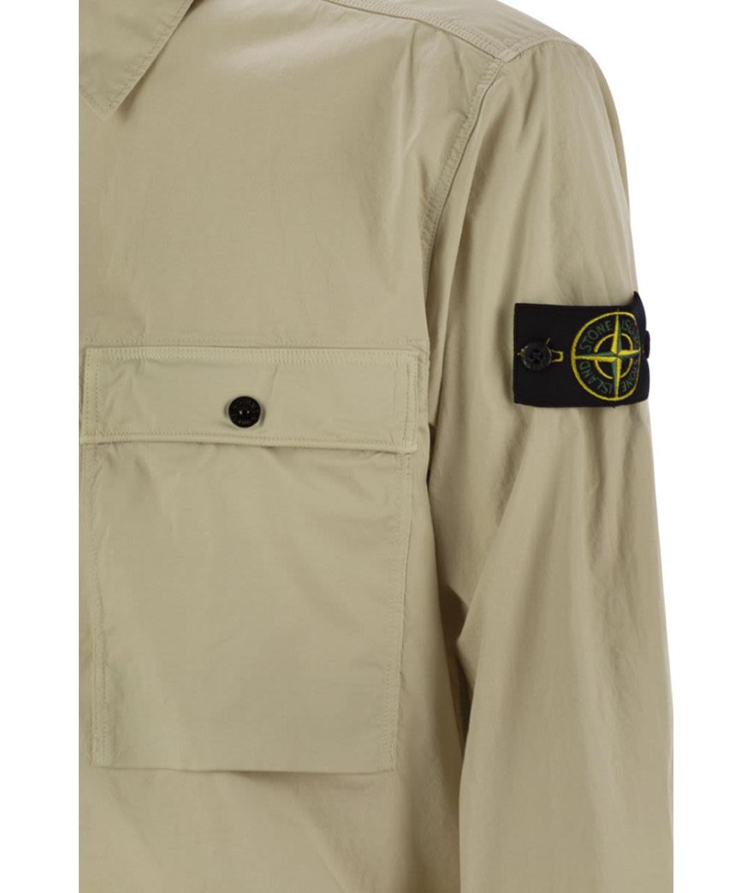 STONE ISLAND Бежевая хлопковая кэжуал рубашка, фото 4