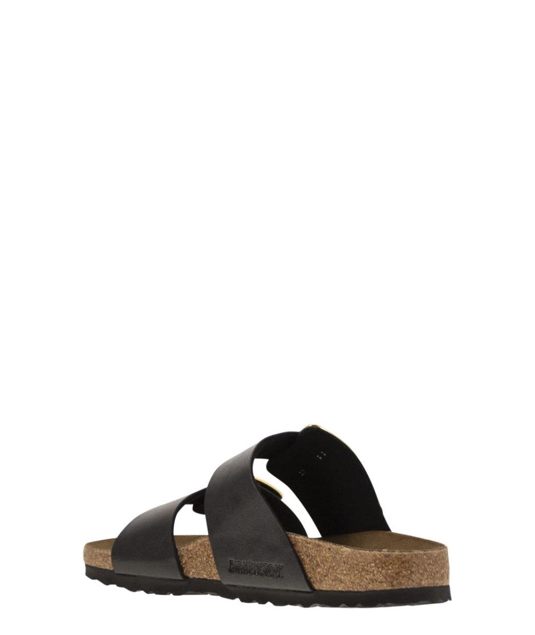 BIRKENSTOCK Черные кожаные шлепанцы, фото 3