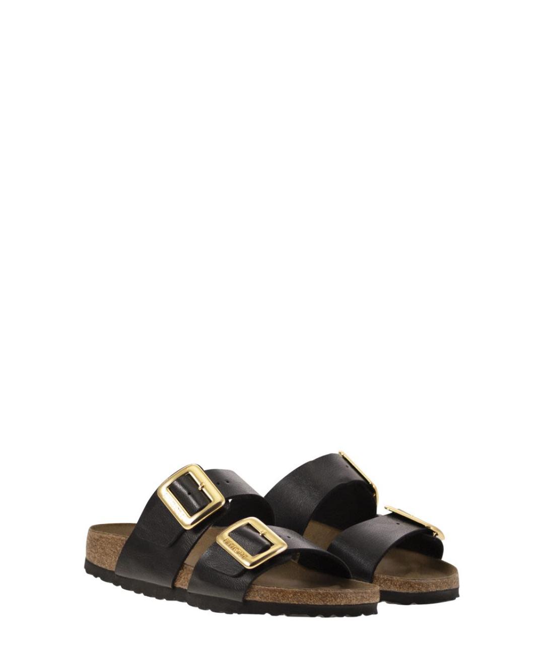 BIRKENSTOCK Черные кожаные шлепанцы, фото 4