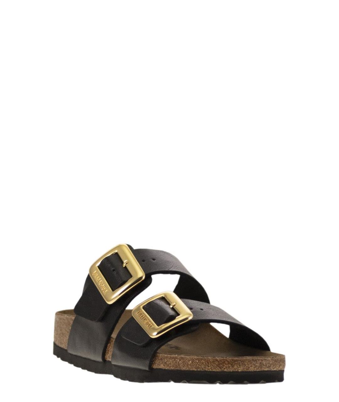 BIRKENSTOCK Черные кожаные шлепанцы, фото 2