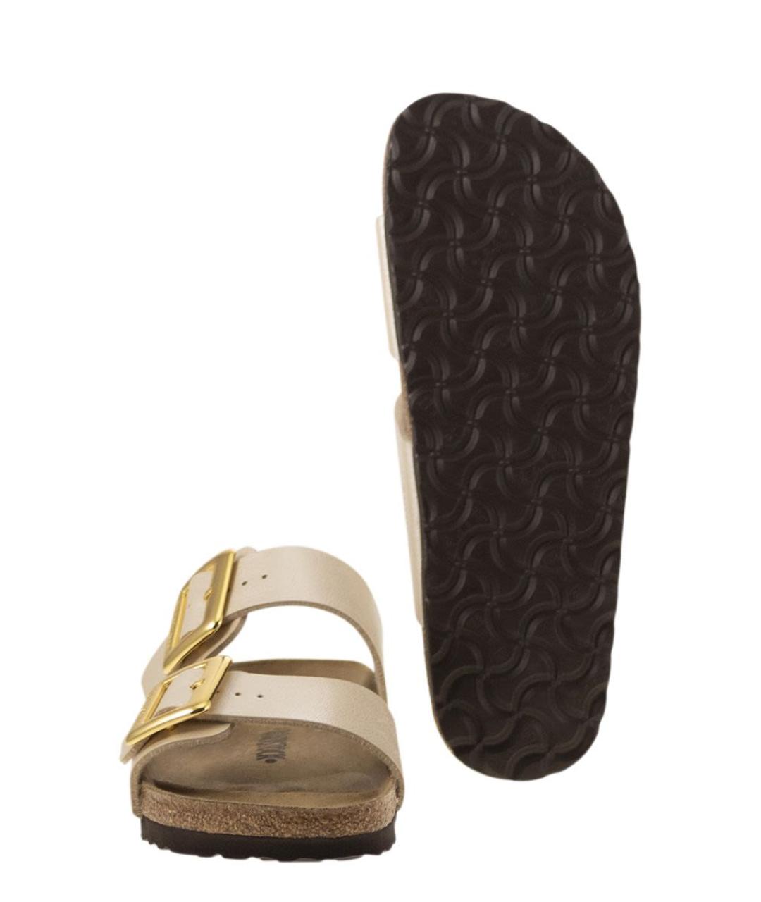 BIRKENSTOCK Бежевые кожаные шлепанцы, фото 5