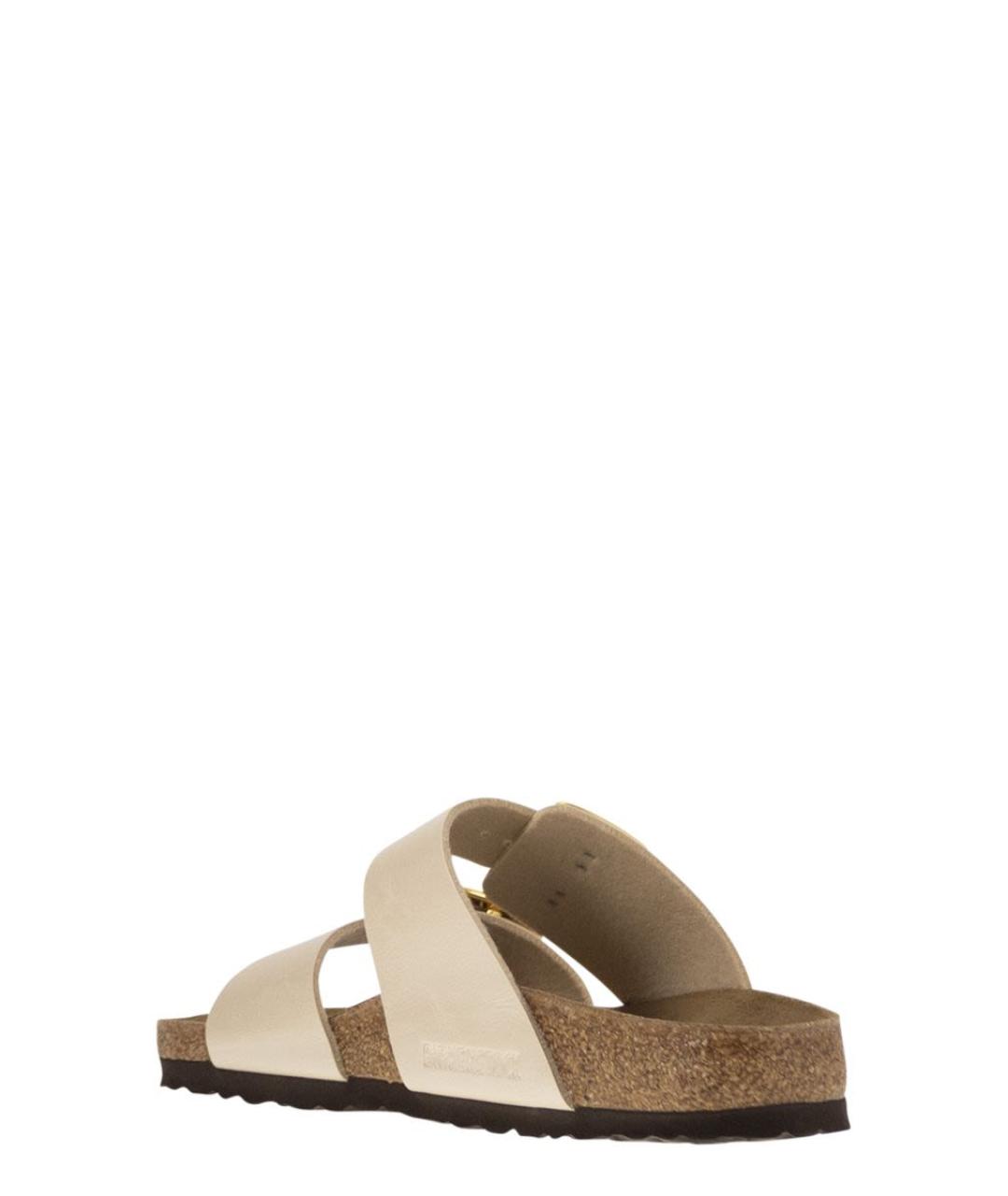 BIRKENSTOCK Бежевые кожаные шлепанцы, фото 3