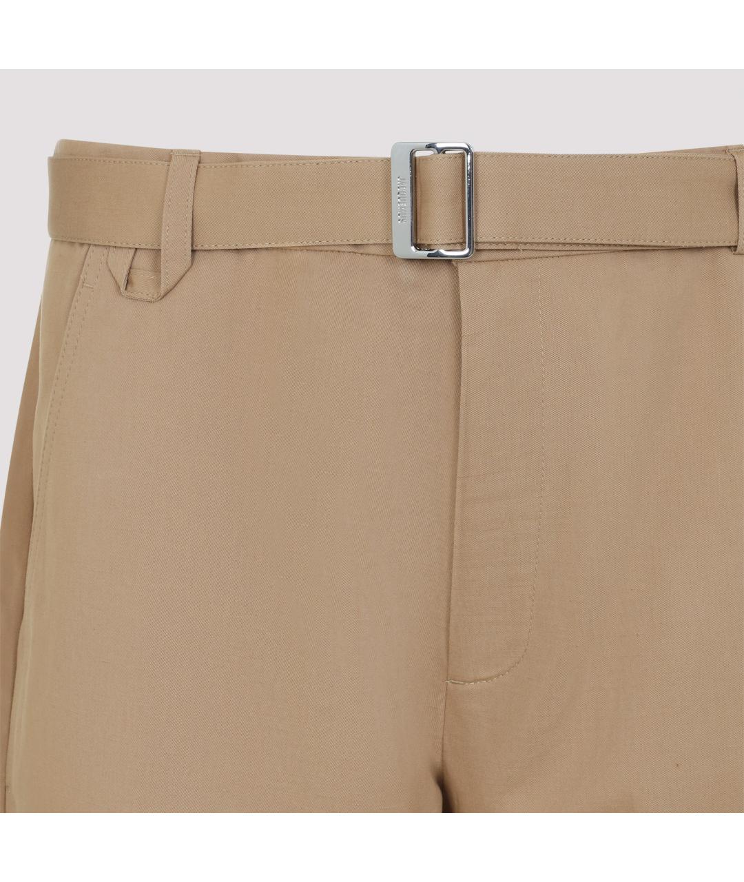 JACQUEMUS Бежевые хлопковые повседневные брюки, фото 4