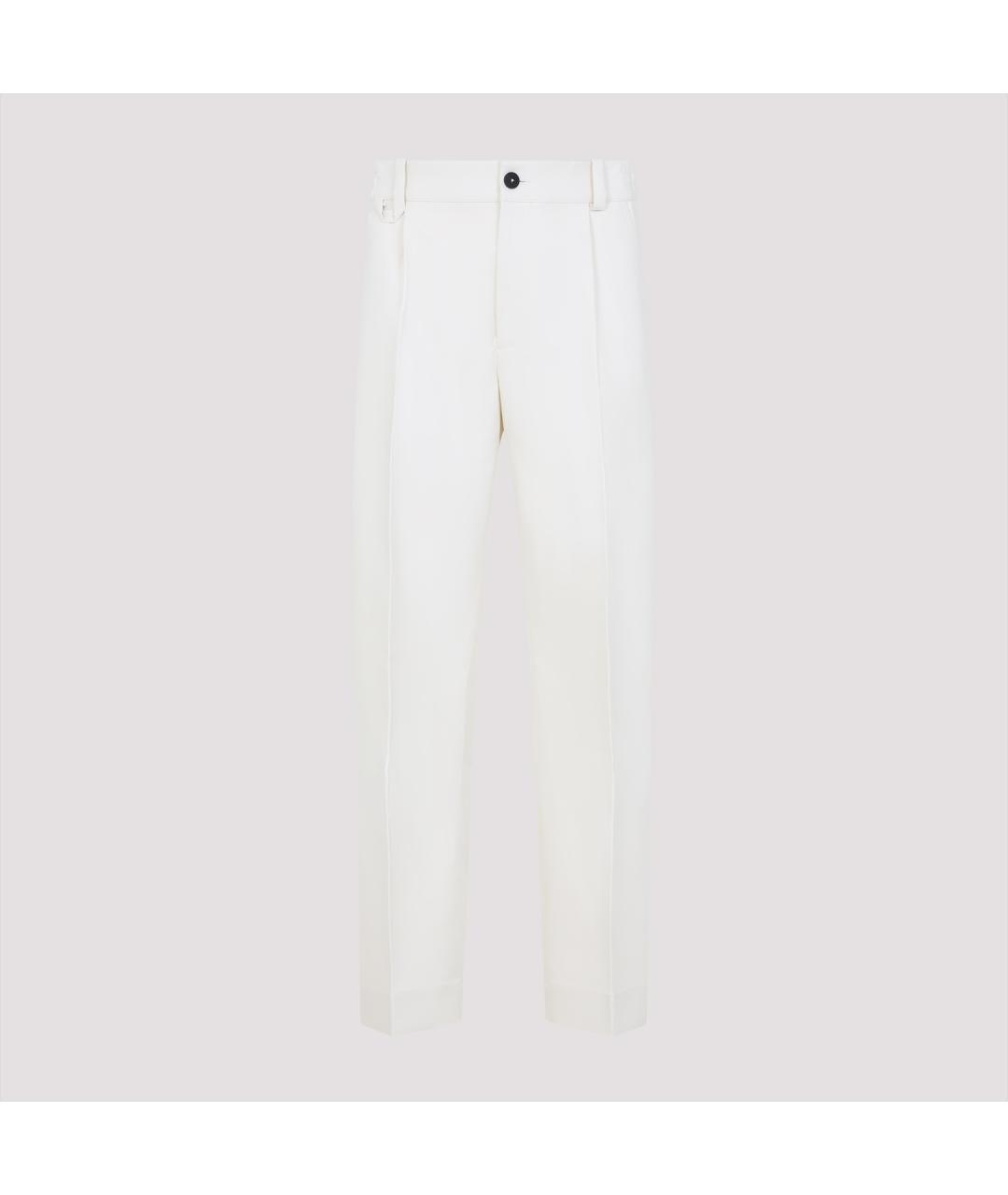 JACQUEMUS Белые хлопко-эластановые повседневные брюки, фото 2