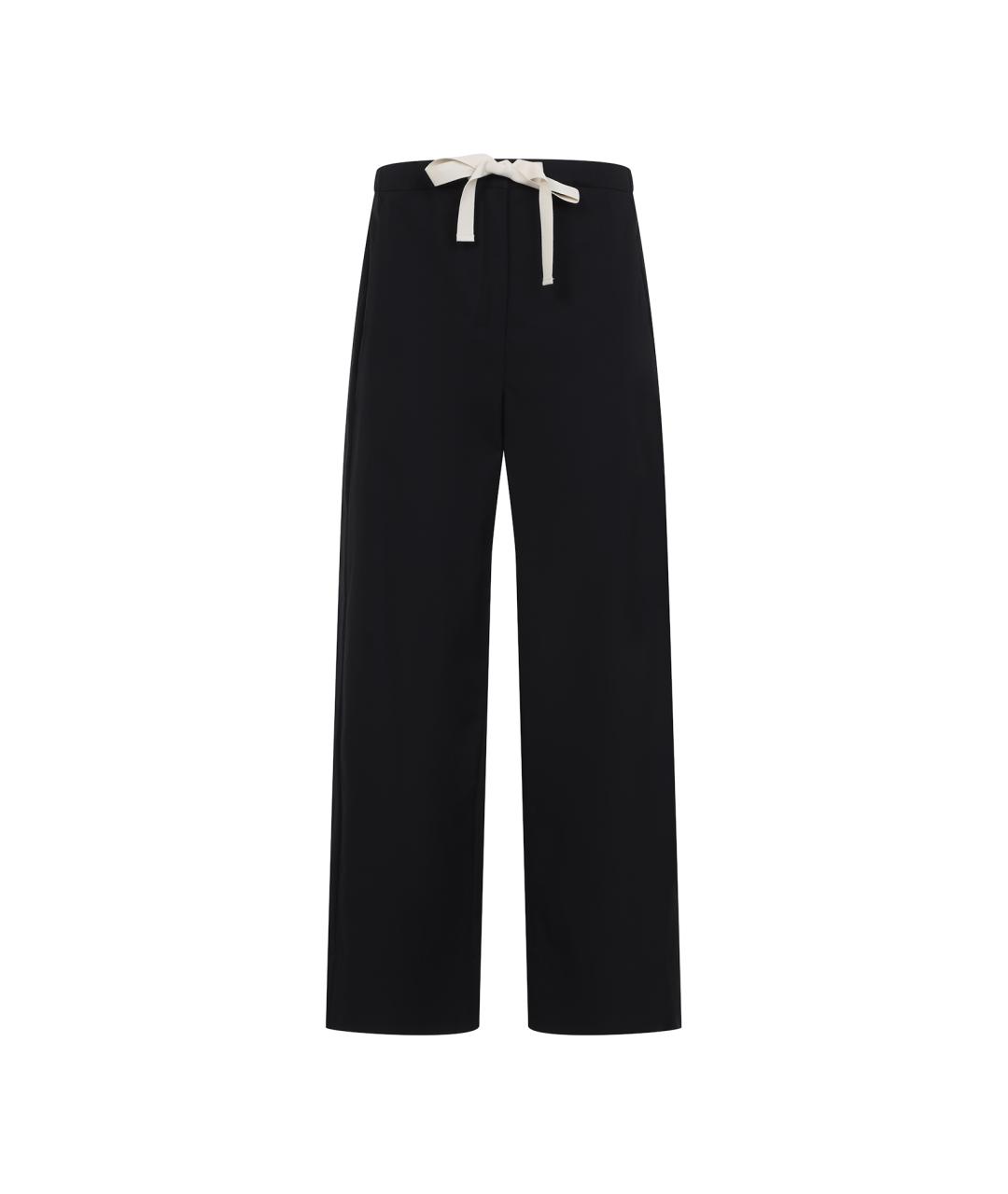 'S MAX MARA Черные хлопковые прямые брюки, фото 1
