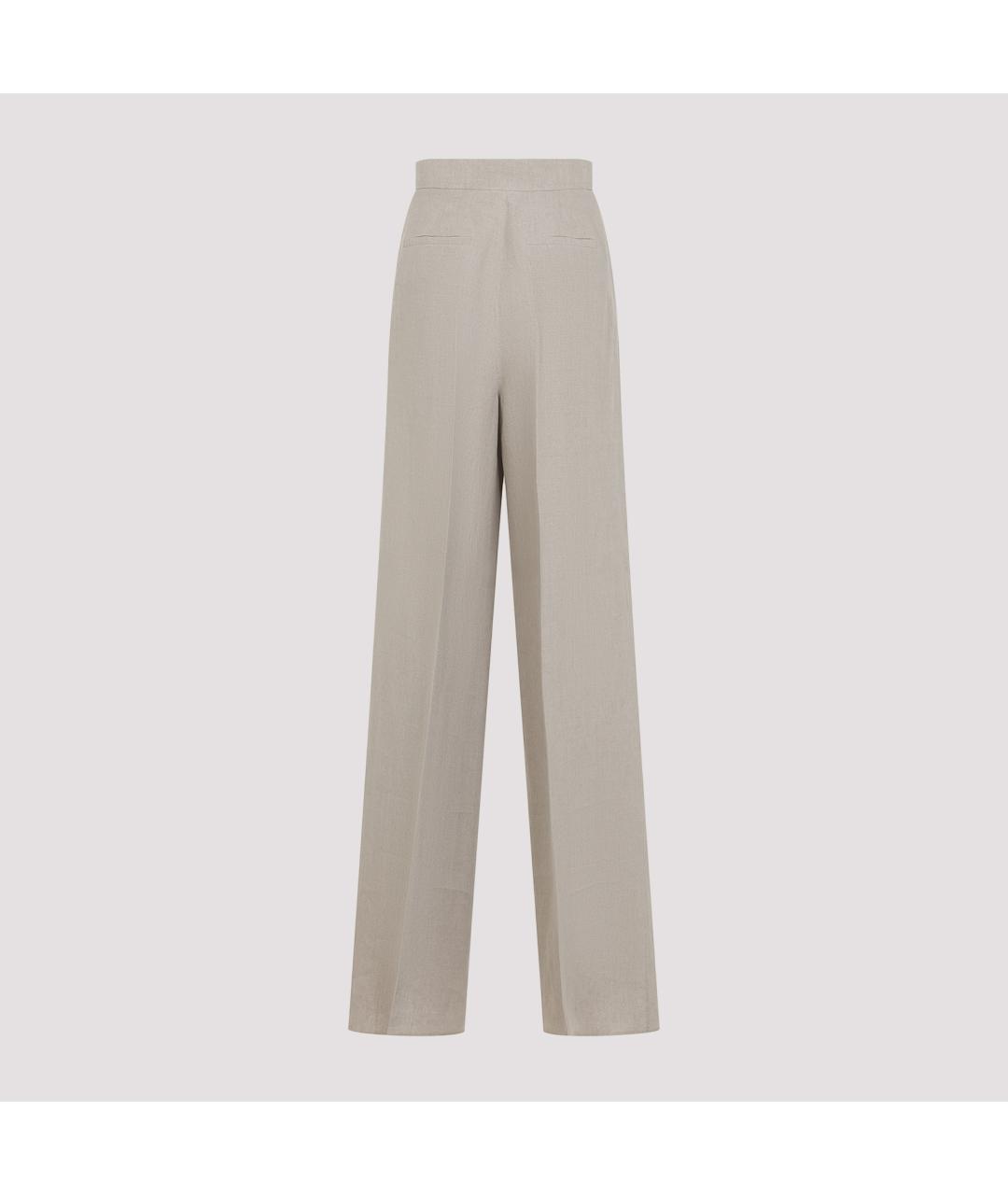 MAX MARA Бежевые льняные прямые брюки, фото 3