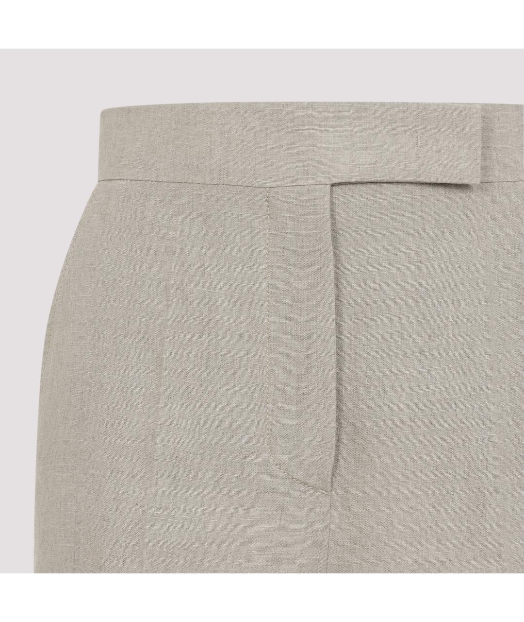 MAX MARA Бежевые льняные прямые брюки, фото 4