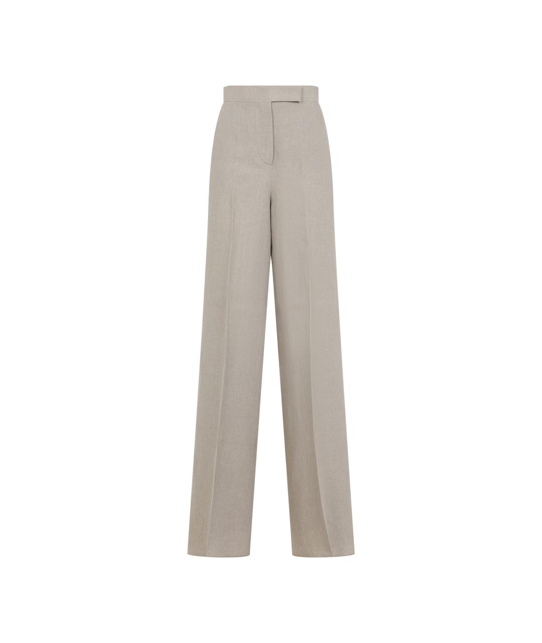 MAX MARA Бежевые льняные прямые брюки, фото 1