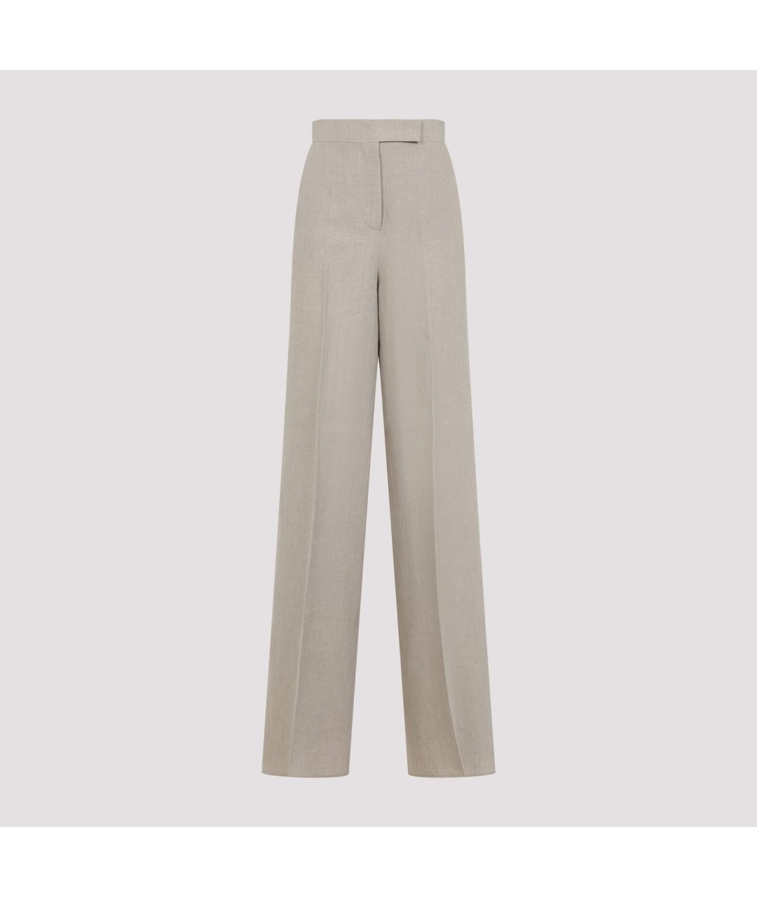 MAX MARA Бежевые льняные прямые брюки, фото 2