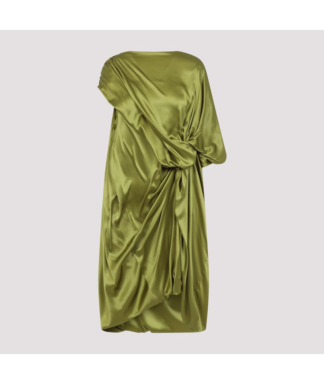DRIES VAN NOTEN Зеленые шелковое повседневное платье, фото 2