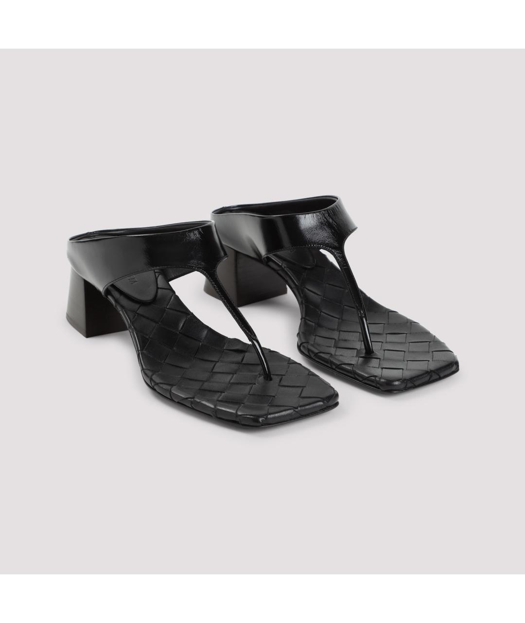 BOTTEGA VENETA Черные кожаные мюли, фото 4