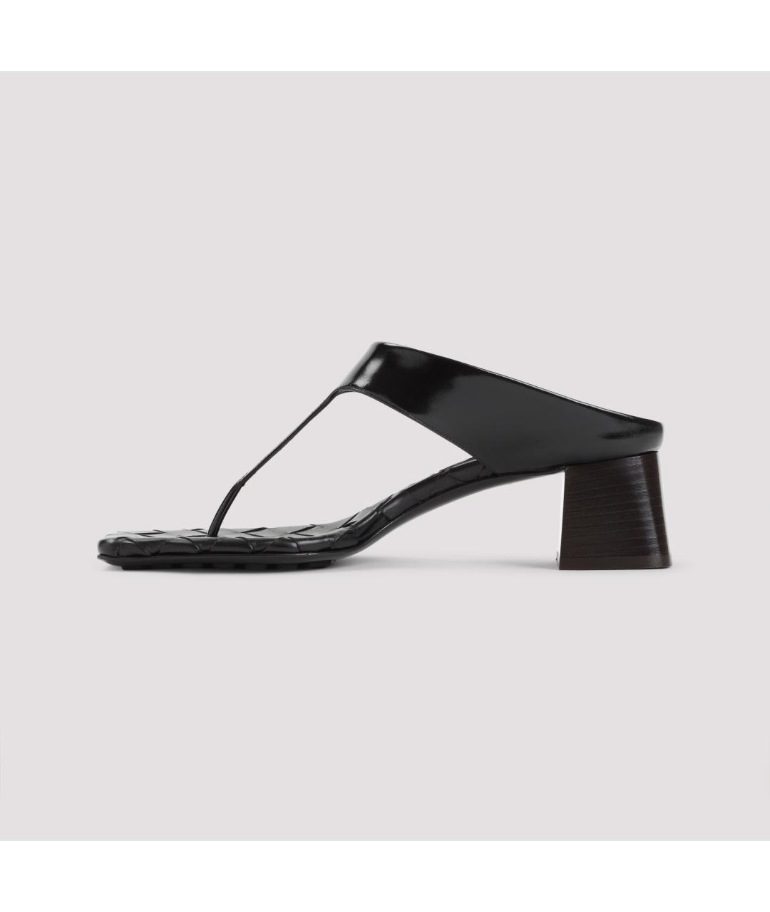 BOTTEGA VENETA Черные кожаные мюли, фото 3
