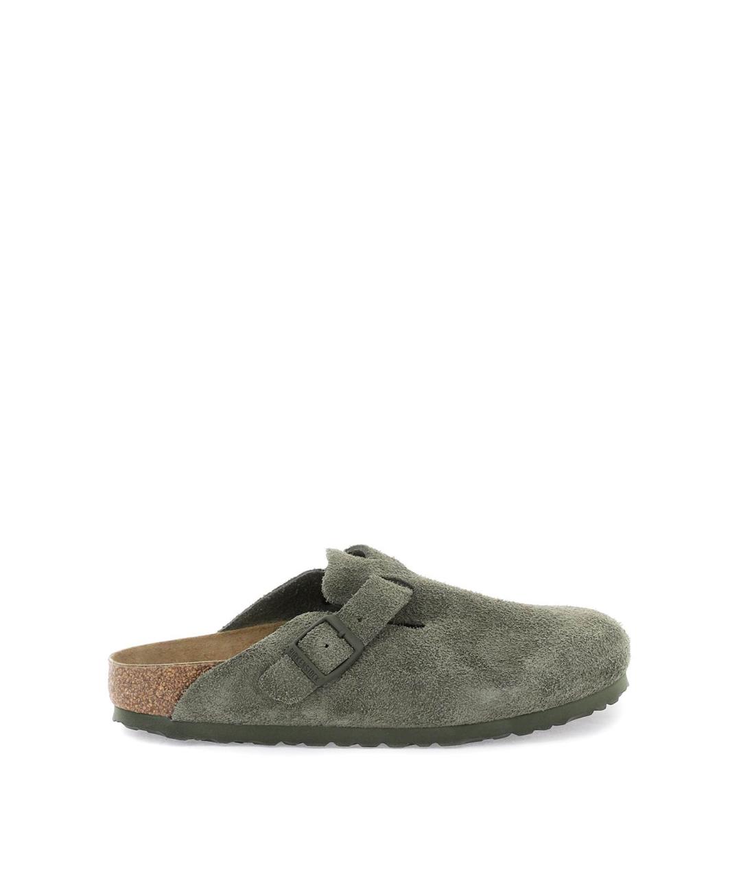 BIRKENSTOCK Зеленые замшевые шлепанцы, фото 1