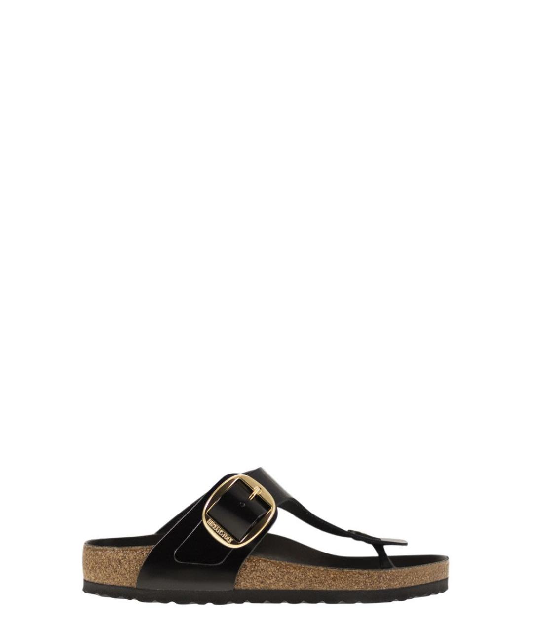 BIRKENSTOCK Черные кожаные шлепанцы, фото 1