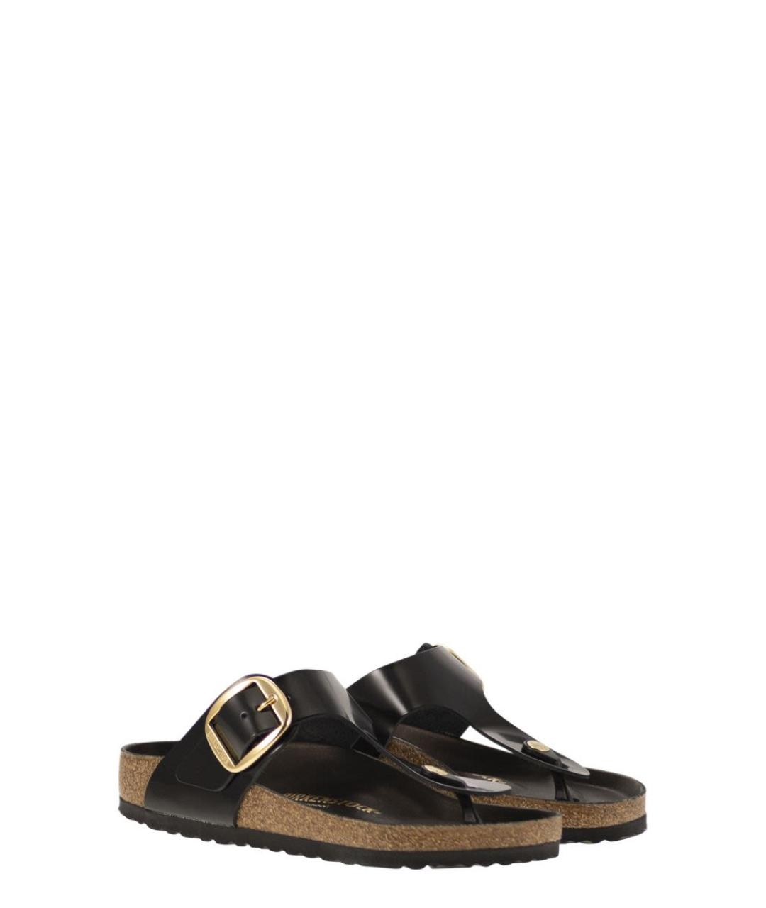 BIRKENSTOCK Черные кожаные шлепанцы, фото 4