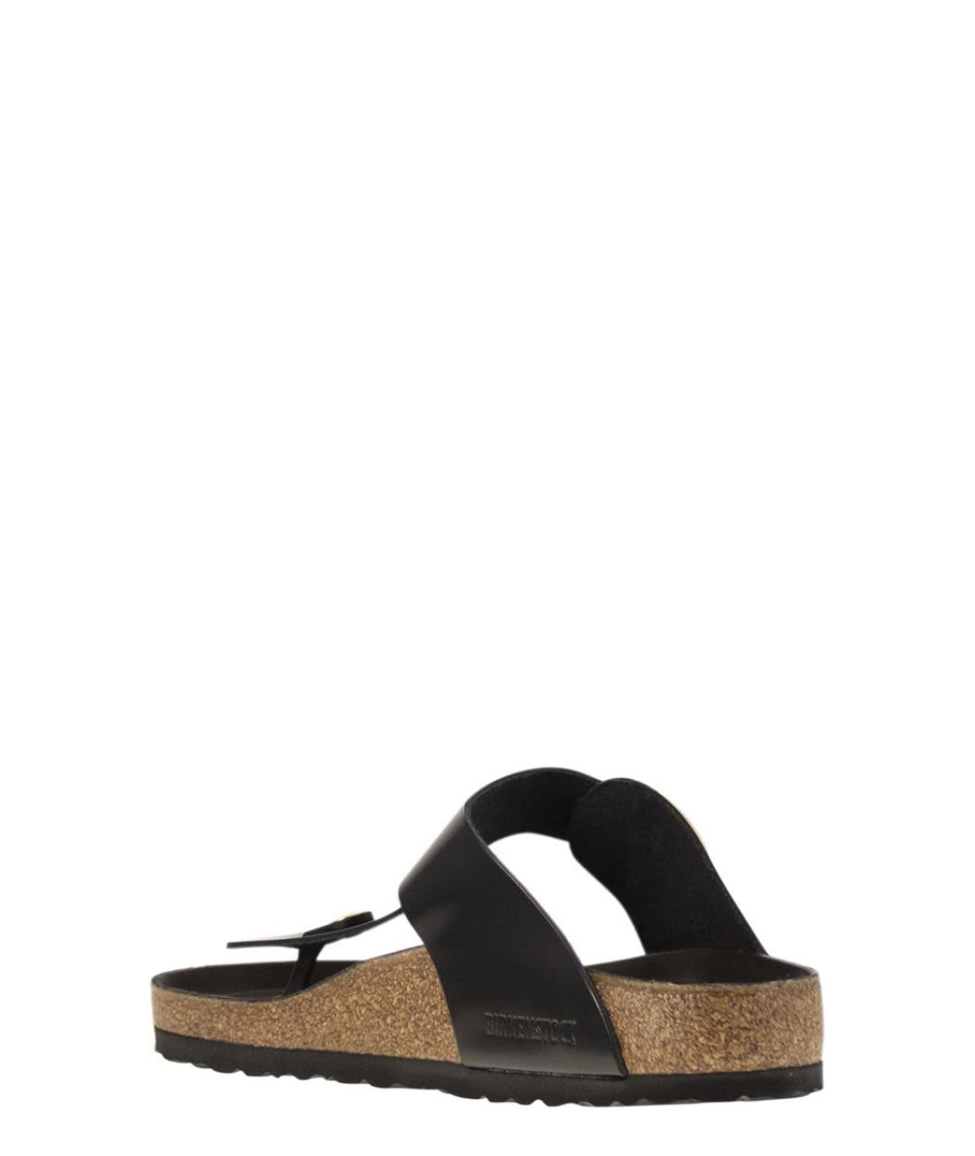 BIRKENSTOCK Черные кожаные шлепанцы, фото 3
