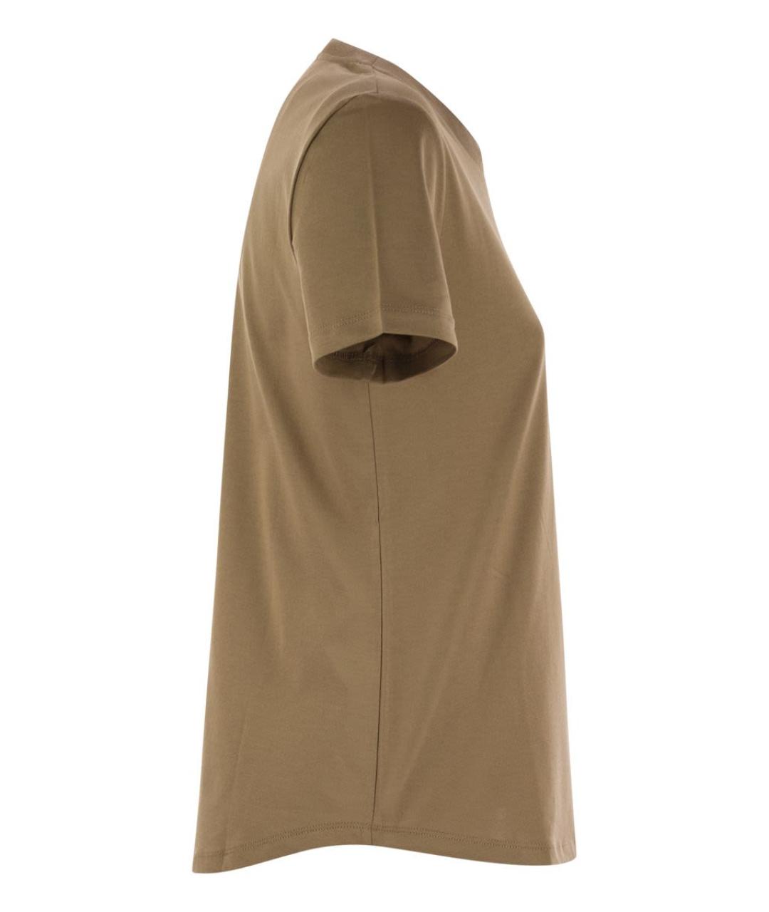 'S MAX MARA Коричневая хлопковая футболка, фото 3