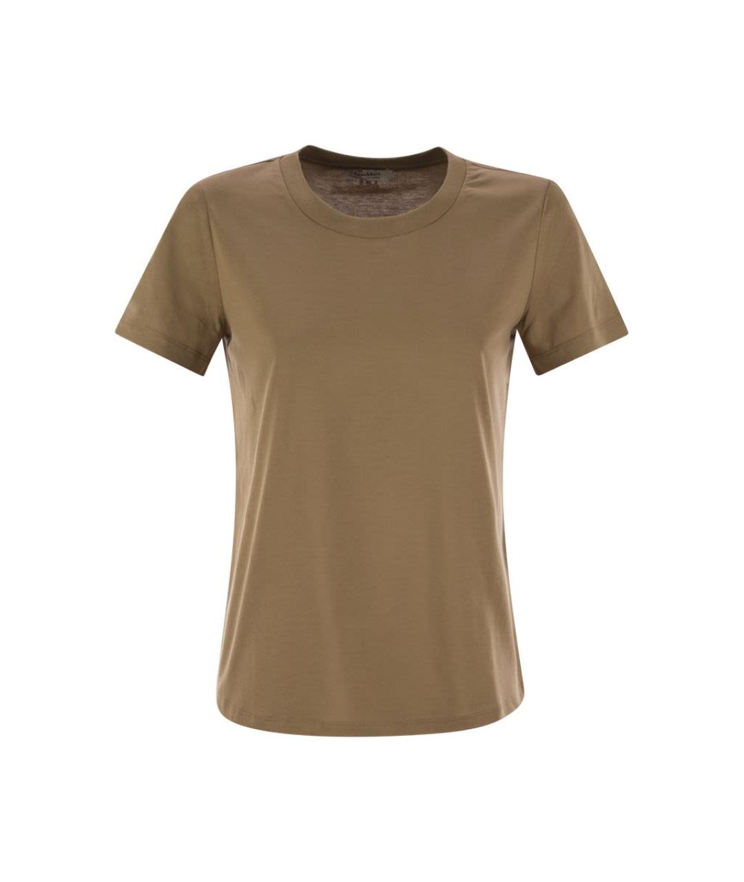 'S MAX MARA Коричневая хлопковая футболка, фото 1