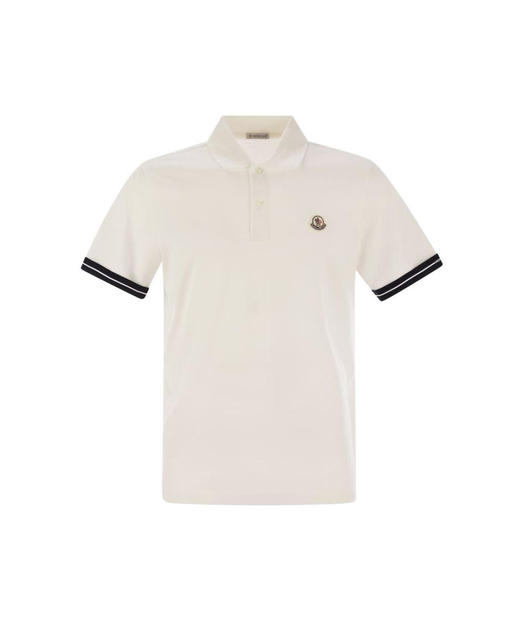 MONCLER Белое хлопковое поло с коротким рукавом, фото 1