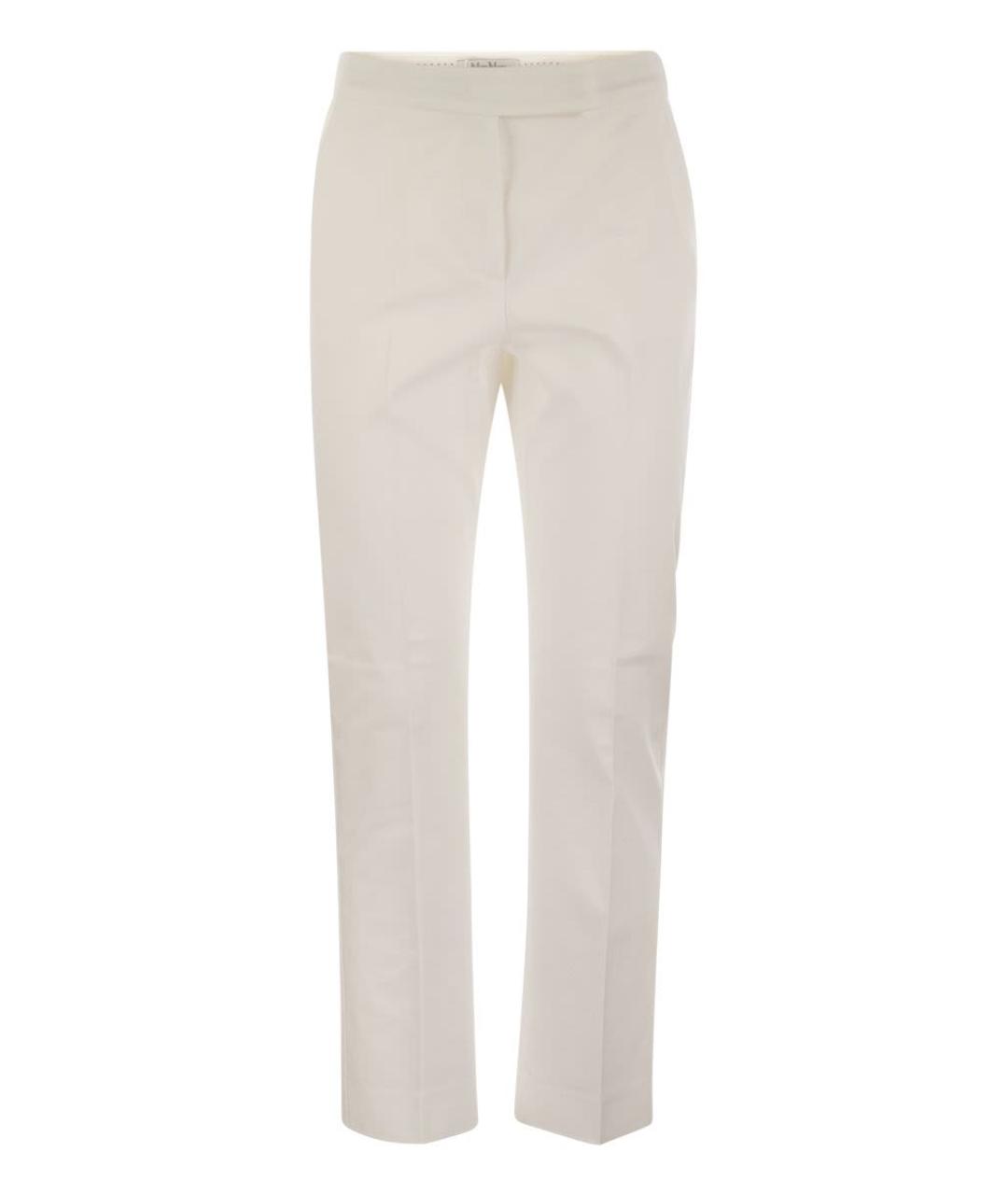 MAX MARA Белые хлопковые прямые брюки, фото 1