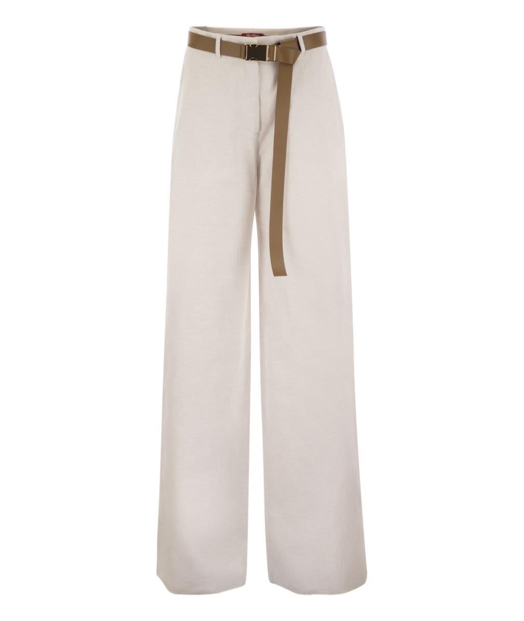 MAX MARA Бежевые полиэстеровые прямые брюки, фото 1