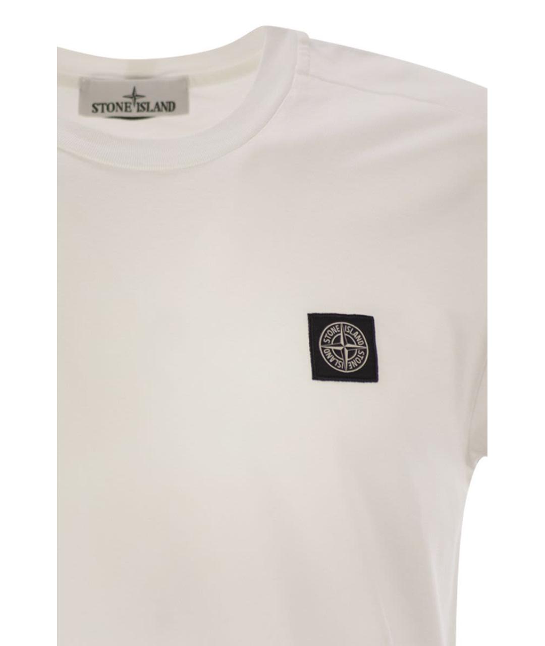 STONE ISLAND Белая хлопковая футболка, фото 4