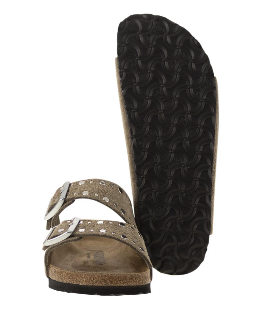 BIRKENSTOCK Хаки замшевые шлепанцы, фото 5