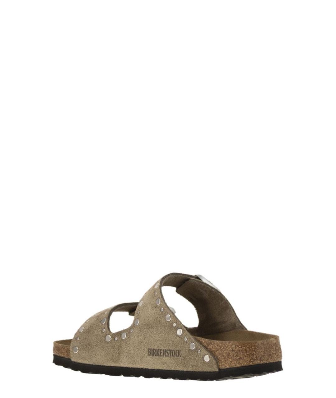 BIRKENSTOCK Хаки замшевые шлепанцы, фото 3