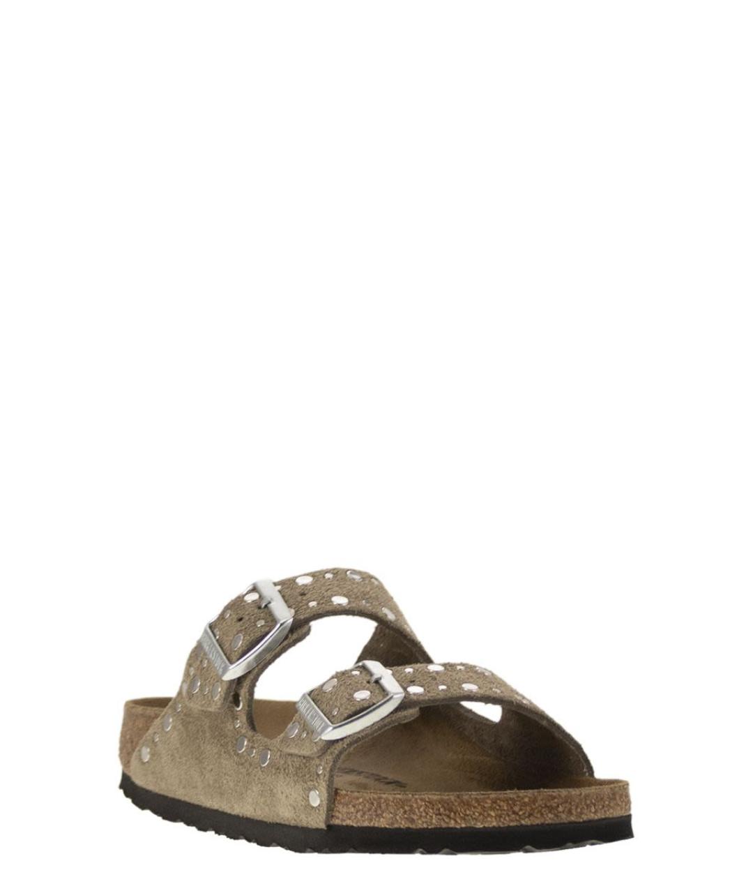 BIRKENSTOCK Хаки замшевые шлепанцы, фото 2