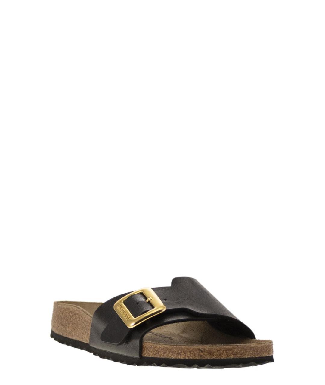 BIRKENSTOCK Черные кожаные шлепанцы, фото 2