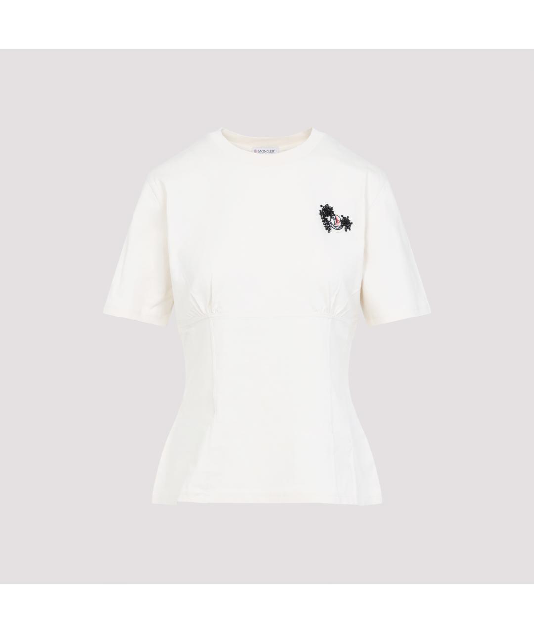 MONCLER Белая хлопковая футболка, фото 2