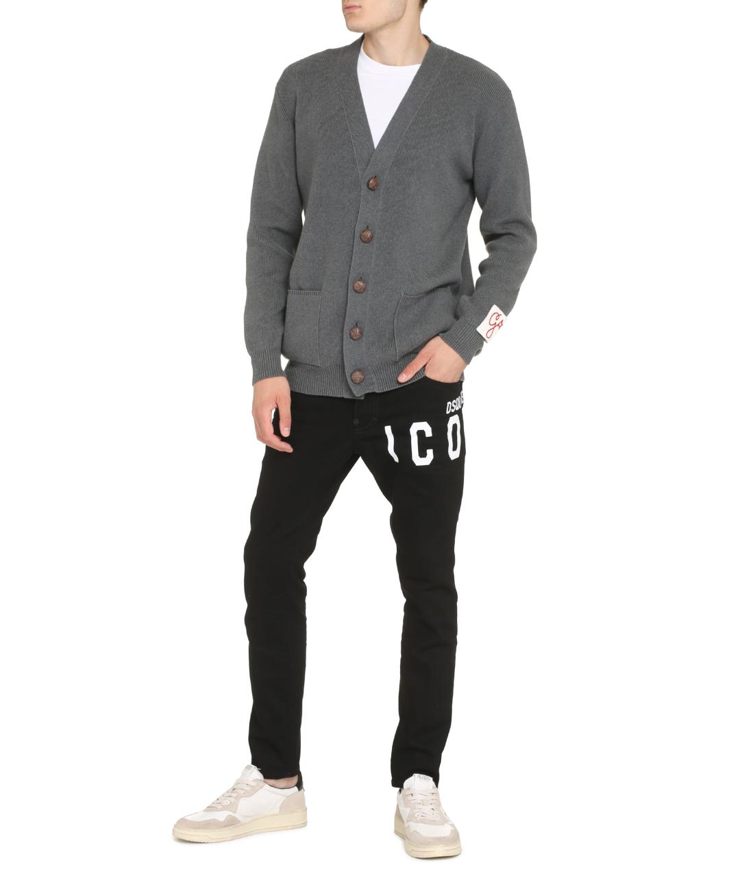 GOLDEN GOOSE DELUXE BRAND Антрацитовый хлопковый кардиган, фото 3