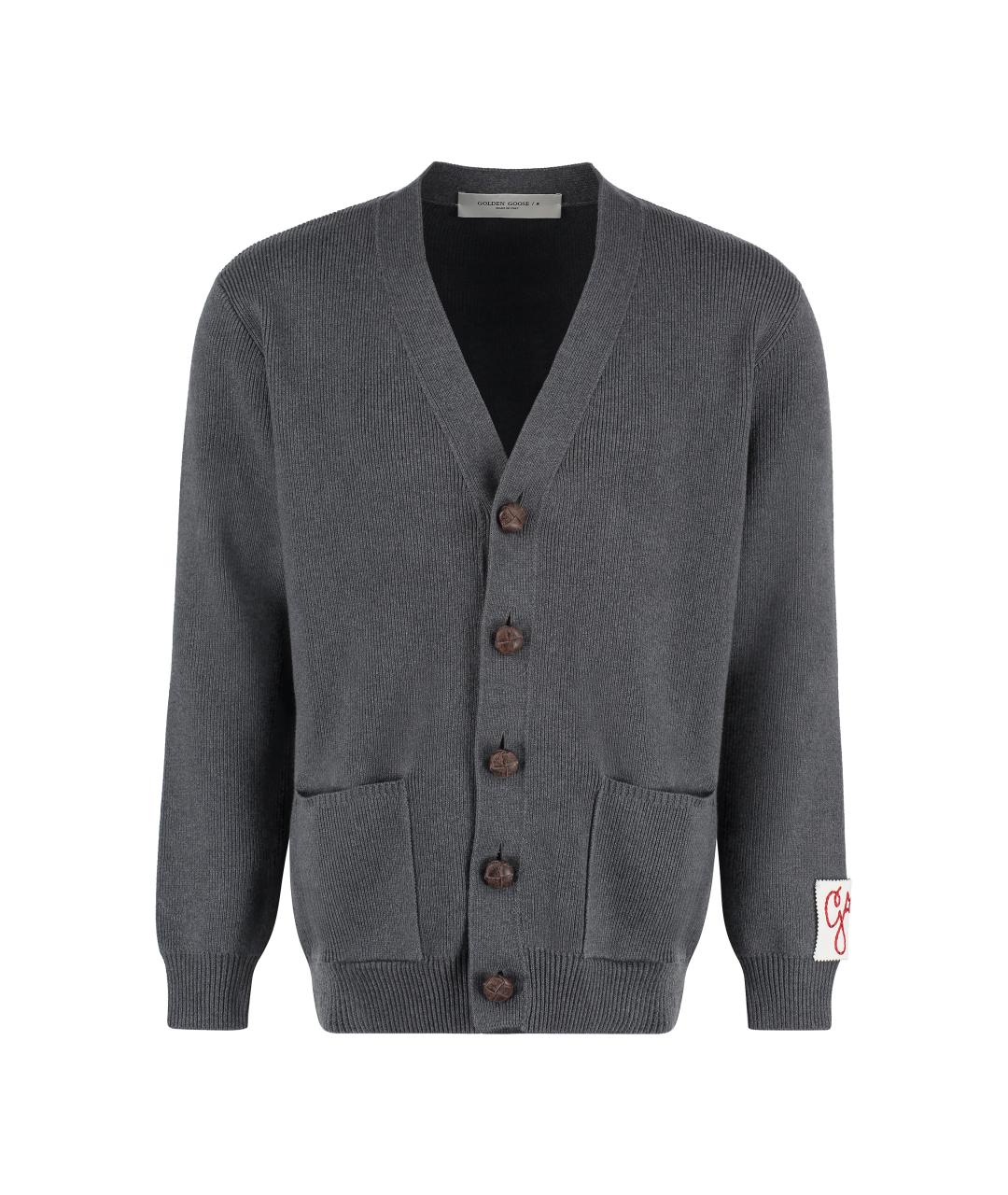 GOLDEN GOOSE DELUXE BRAND Антрацитовый хлопковый кардиган, фото 1