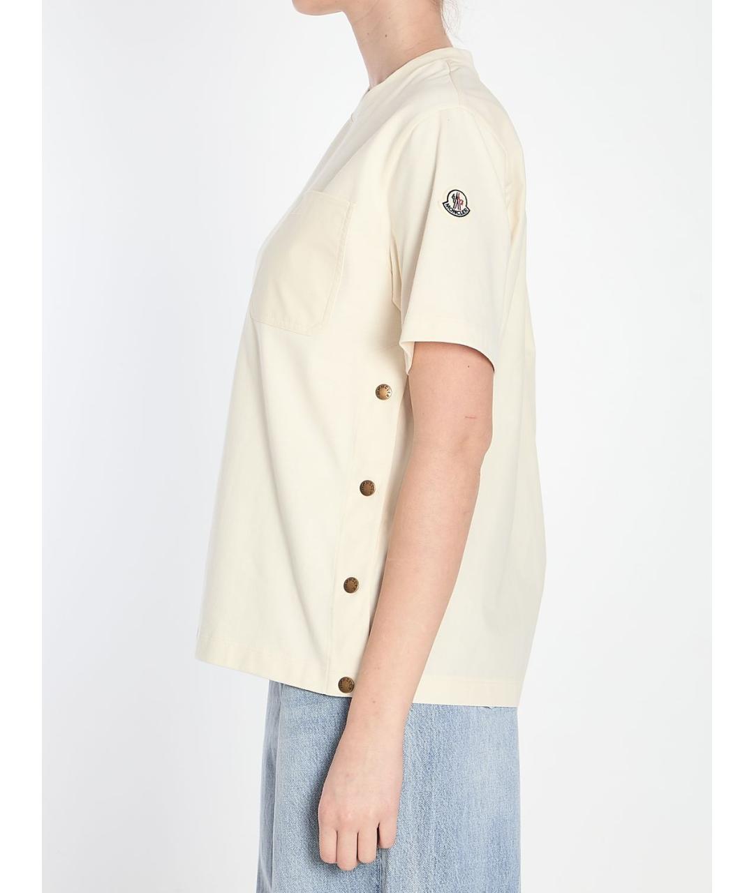 MONCLER Белая хлопковая футболка, фото 4