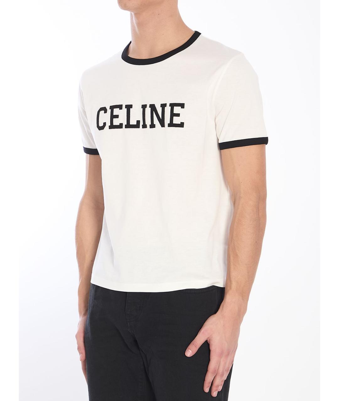 CELINE Белая хлопковая футболка, фото 3