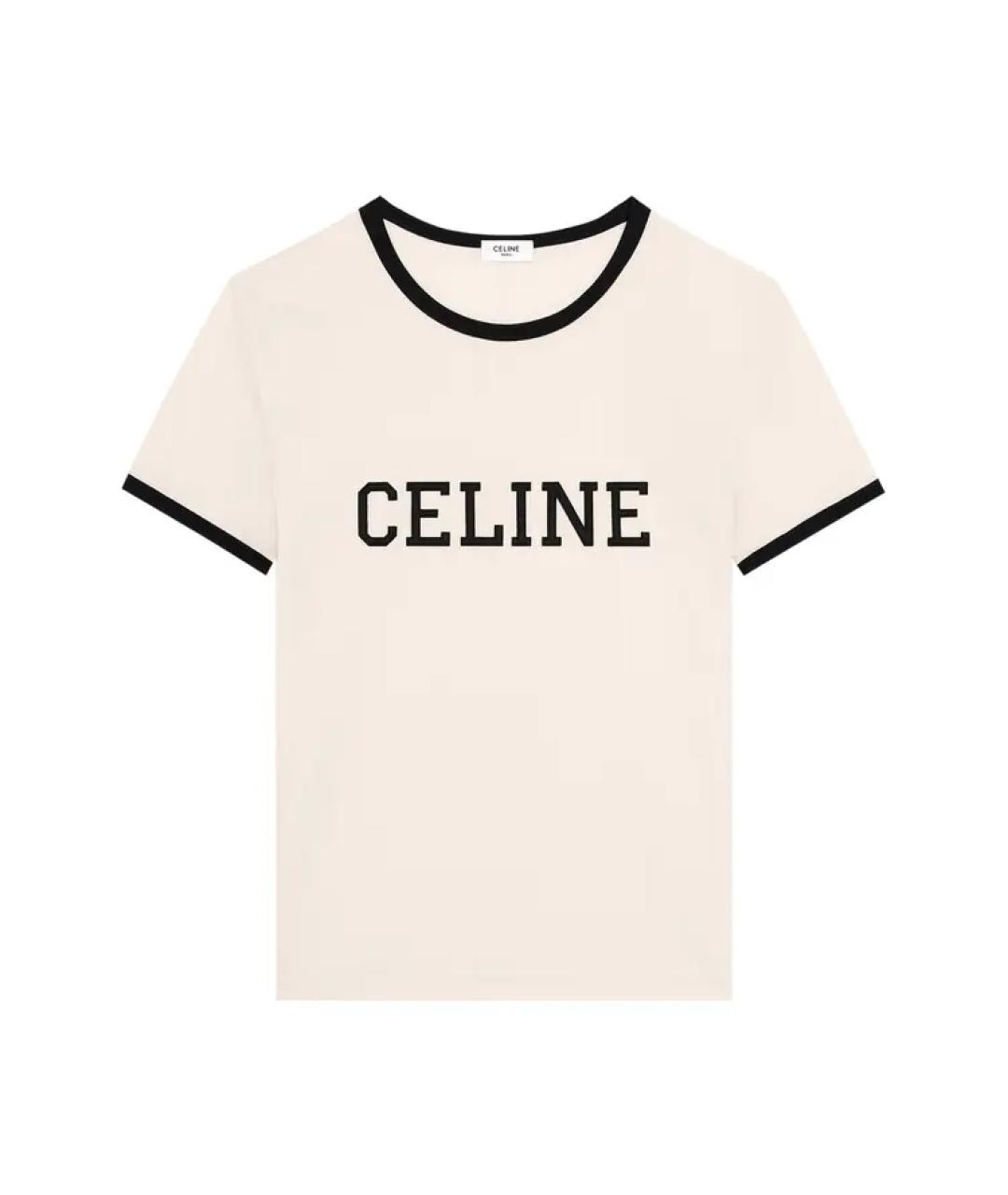 CELINE Белая хлопковая футболка, фото 1