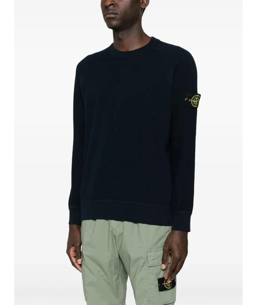 STONE ISLAND Темно-синий хлопковый джемпер / свитер, фото 5