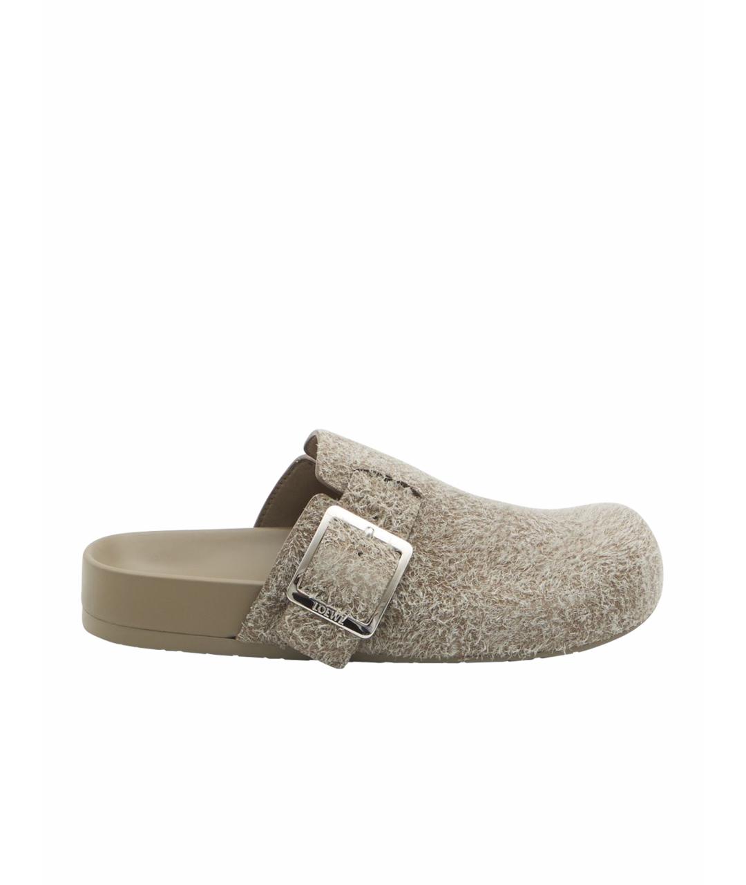 LOEWE Хаки кожаные сабо, фото 1