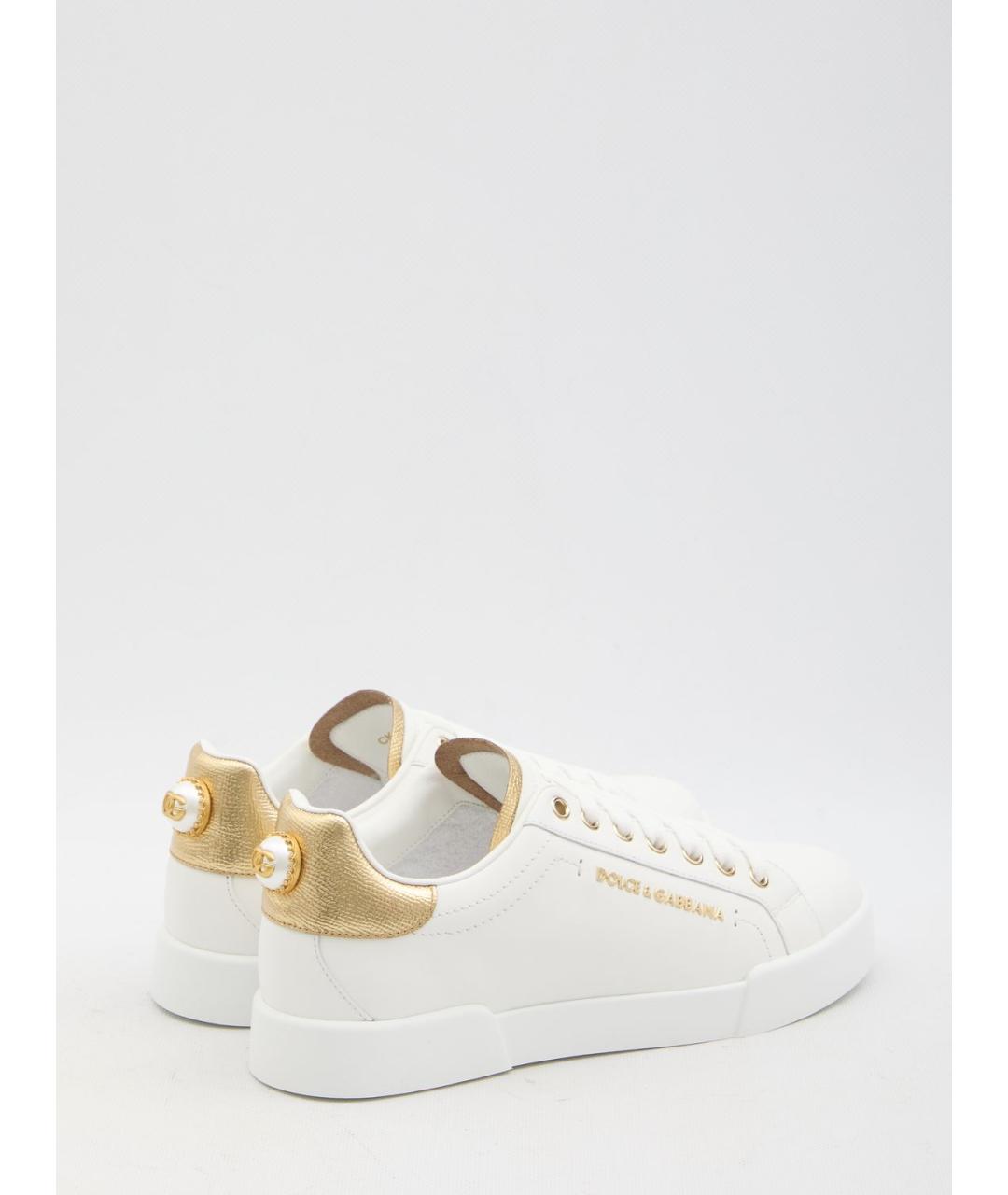 DOLCE&GABBANA Белые кожаные кеды, фото 3