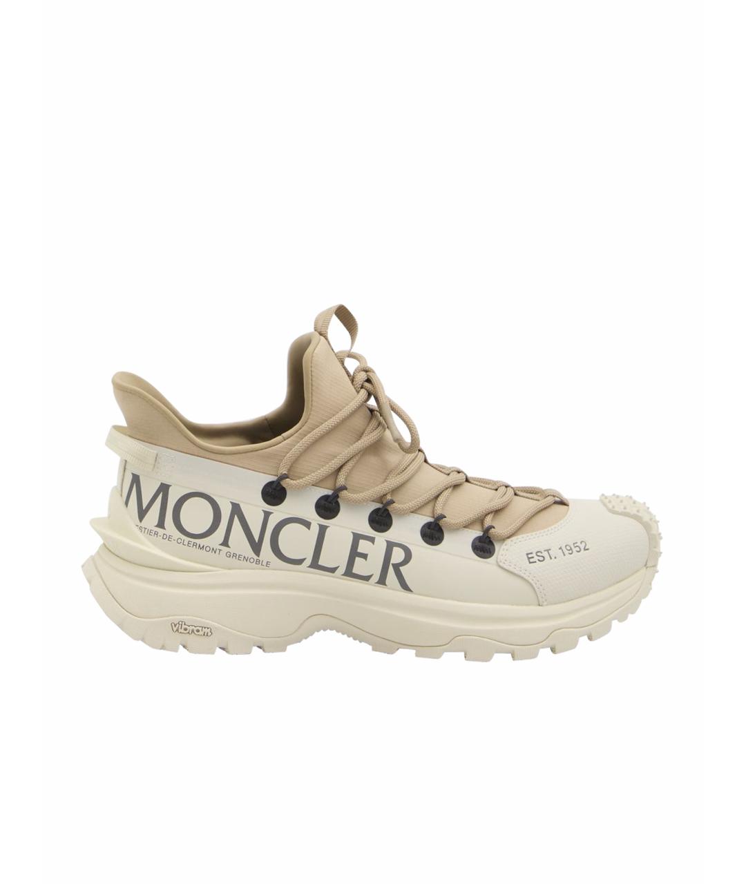 MONCLER Бежевые синтетические низкие кроссовки / кеды, фото 1