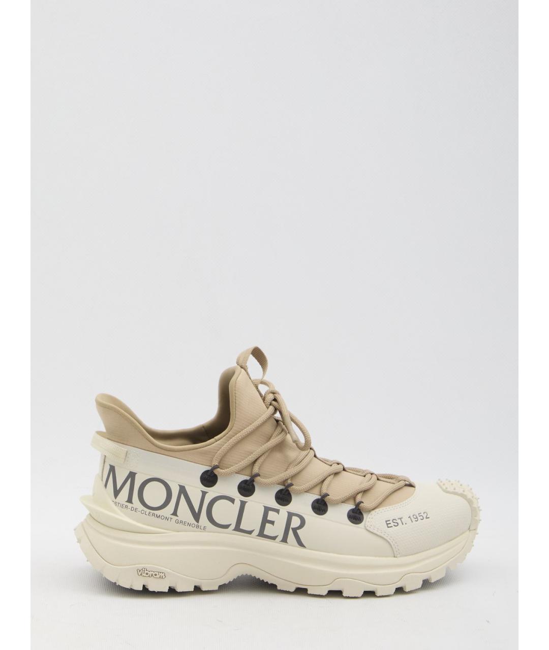 MONCLER Бежевые синтетические низкие кроссовки / кеды, фото 5
