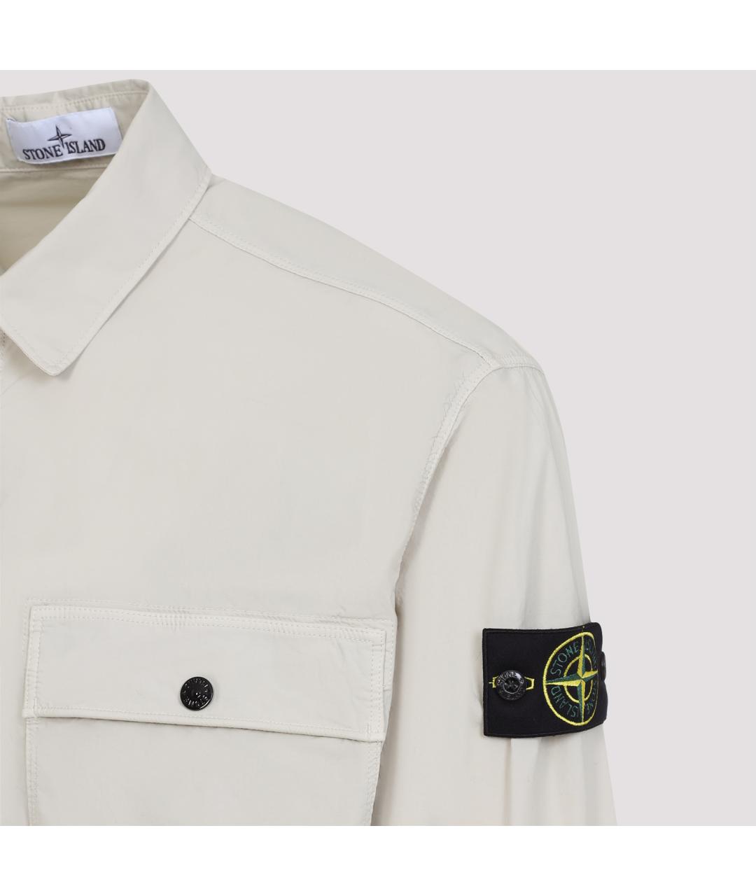 STONE ISLAND Белая хлопковая кэжуал рубашка, фото 4