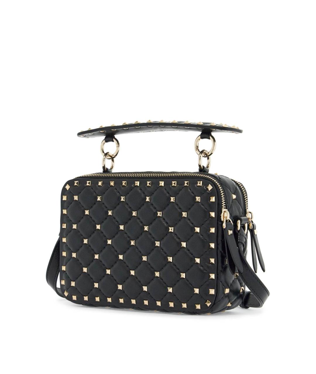VALENTINO Черная кожаная сумка с короткими ручками, фото 2