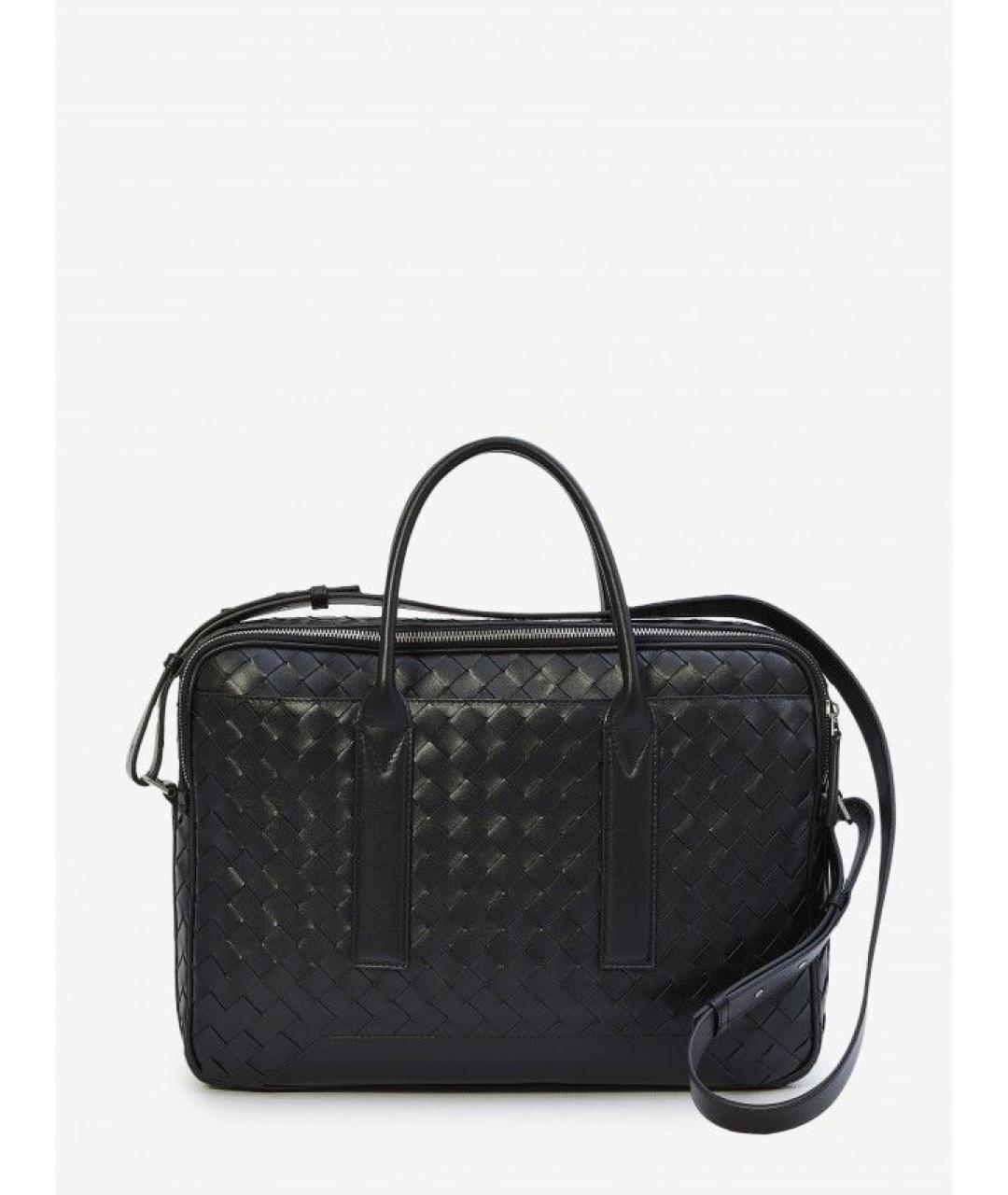 BOTTEGA VENETA Черный кожаный портфель, фото 3