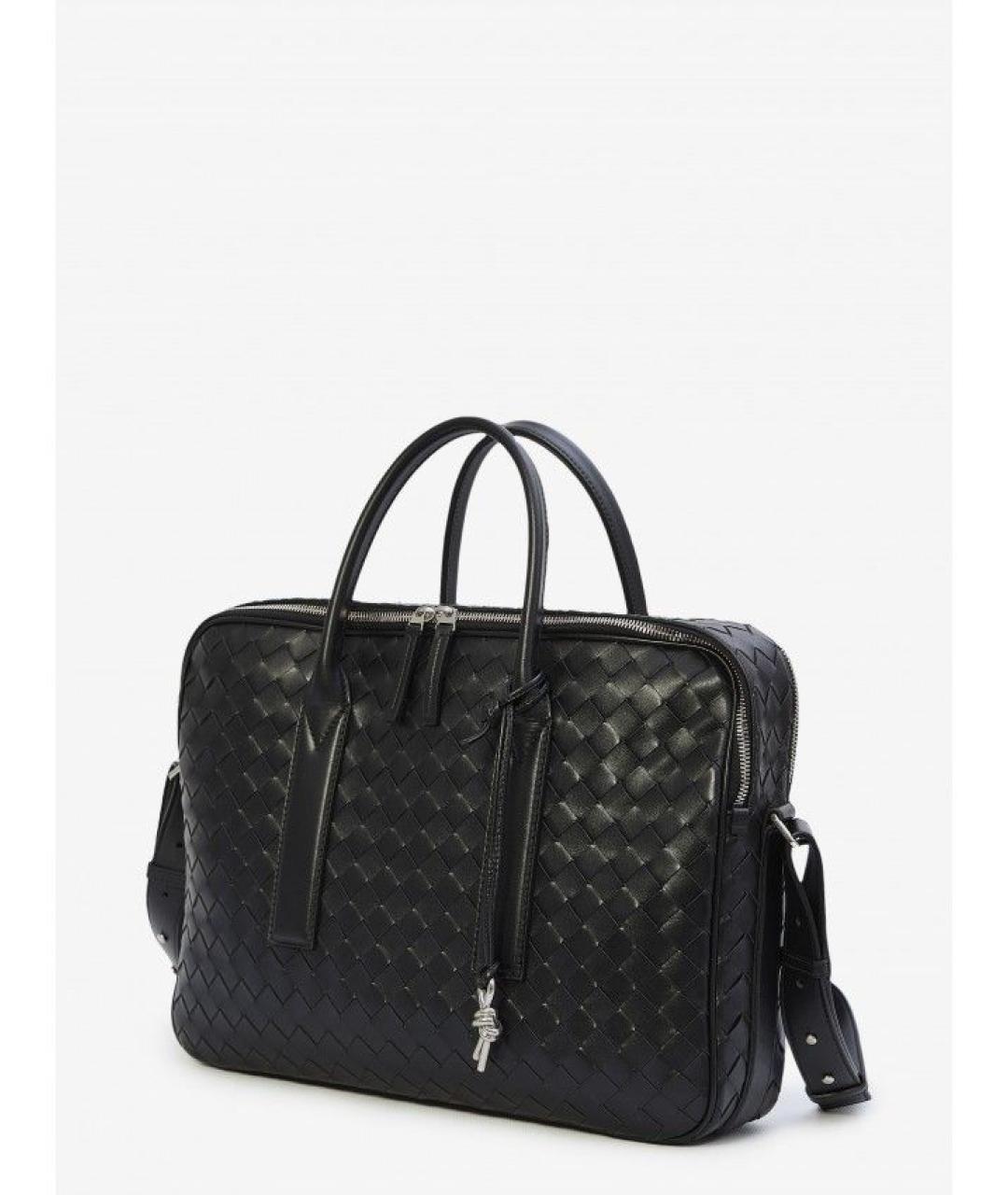 BOTTEGA VENETA Черный кожаный портфель, фото 2