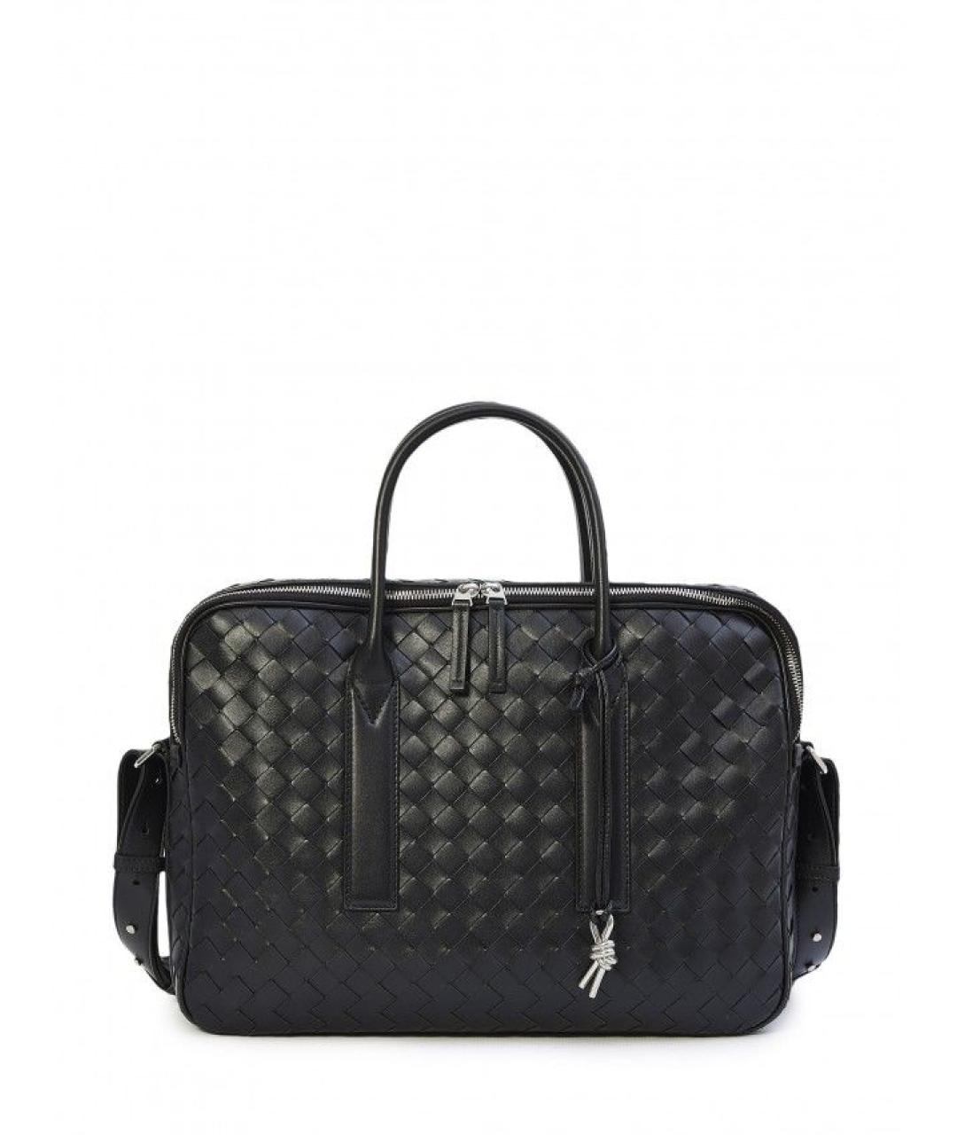BOTTEGA VENETA Черный кожаный портфель, фото 1
